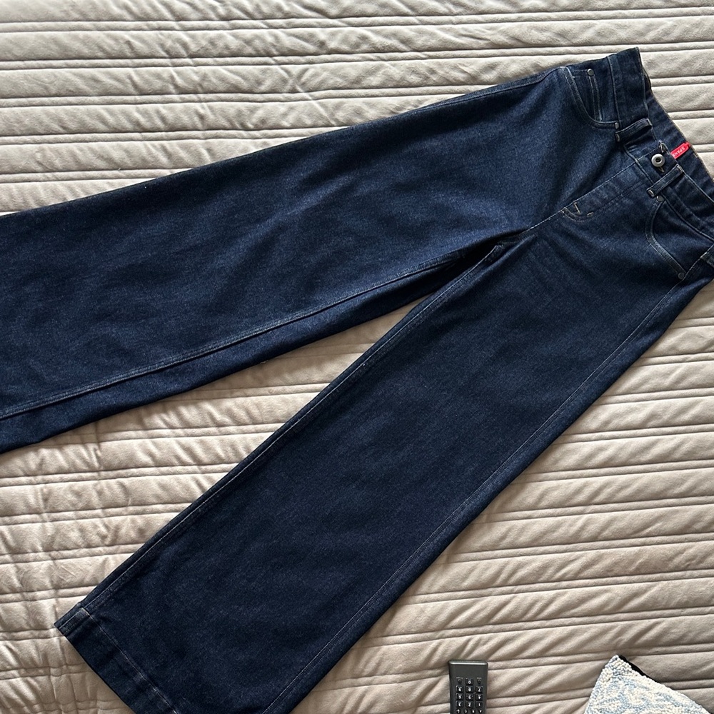 SPANX pull on Dark Blue Wide-Leg Jeans
Size extra small petite